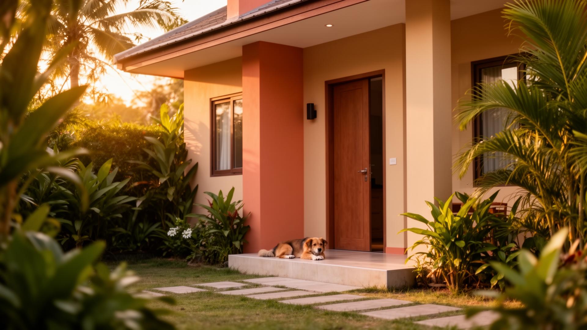 Pet-friendly Thai home at golden hour